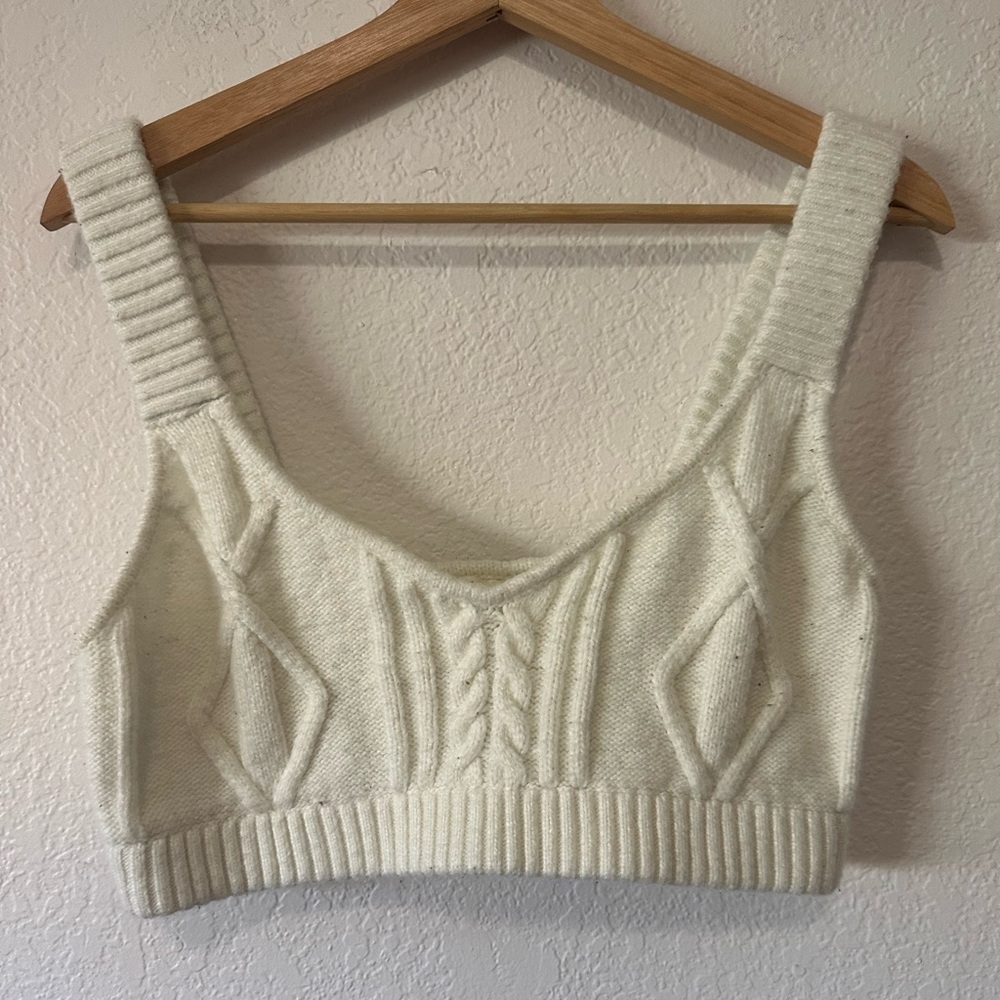 For Love and Lemons White Knit Bralette Crop Top - Size Large